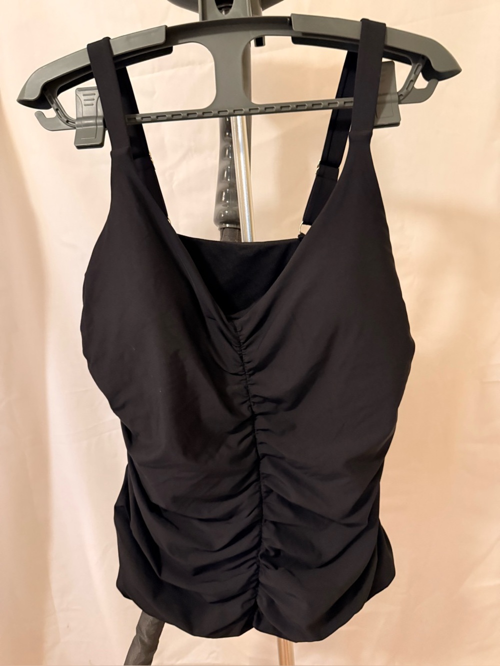 Catalina Black Ruched Tankini Top Size 1x